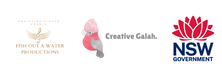 Fish Out A’ Water Productions, Creative Galah and NSW Government logos