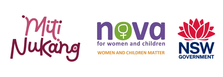 Miti Nukang, Nova for Women and Children and NSW Government logos